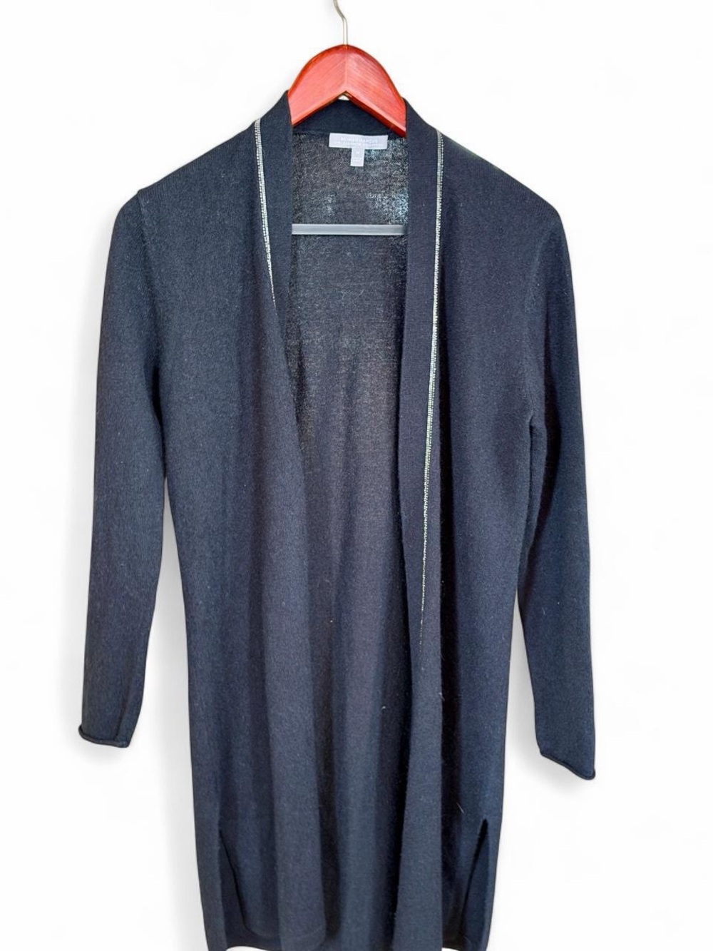 Neiman Marcus 100% Cashmere Black Open Cardigan